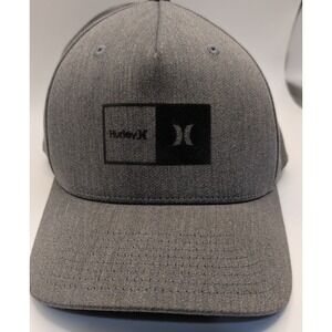 Hurley Flexfit Baseball Cap Gray L XL Embroidered Logo Baseball Hat Men